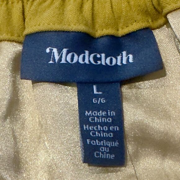 ModCloth "Just this sway" Midi Skirt Size L Mustard Yellow Pockets Swing A-line - Picture 3 of 10